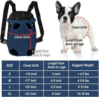 FEimaX Dog Carrier Backpack Pet Legs Out Front Cat Travel Bag, Adjustable Puppy Backpacks Carriers Hands-Free for Small Medium Dogs Cats Hiking Traveling Camping Daily Walking (Large, Navy)