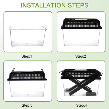 Reptile Cricket Keeper, Transparency Cricket Pen with Tubes, Insect Keeper with Water & Food Bowls for Bearded Dragon Gecko Lizards Chameleon Snake