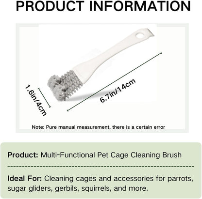 MANON ROSA 2-in-1 Bird Cage Cleaner Brush & Scoop with Long Handle and Curved Brush Head - for Parrot Perch, Kennel Cage Cleaning, Bird Cage Accessories Maintenance