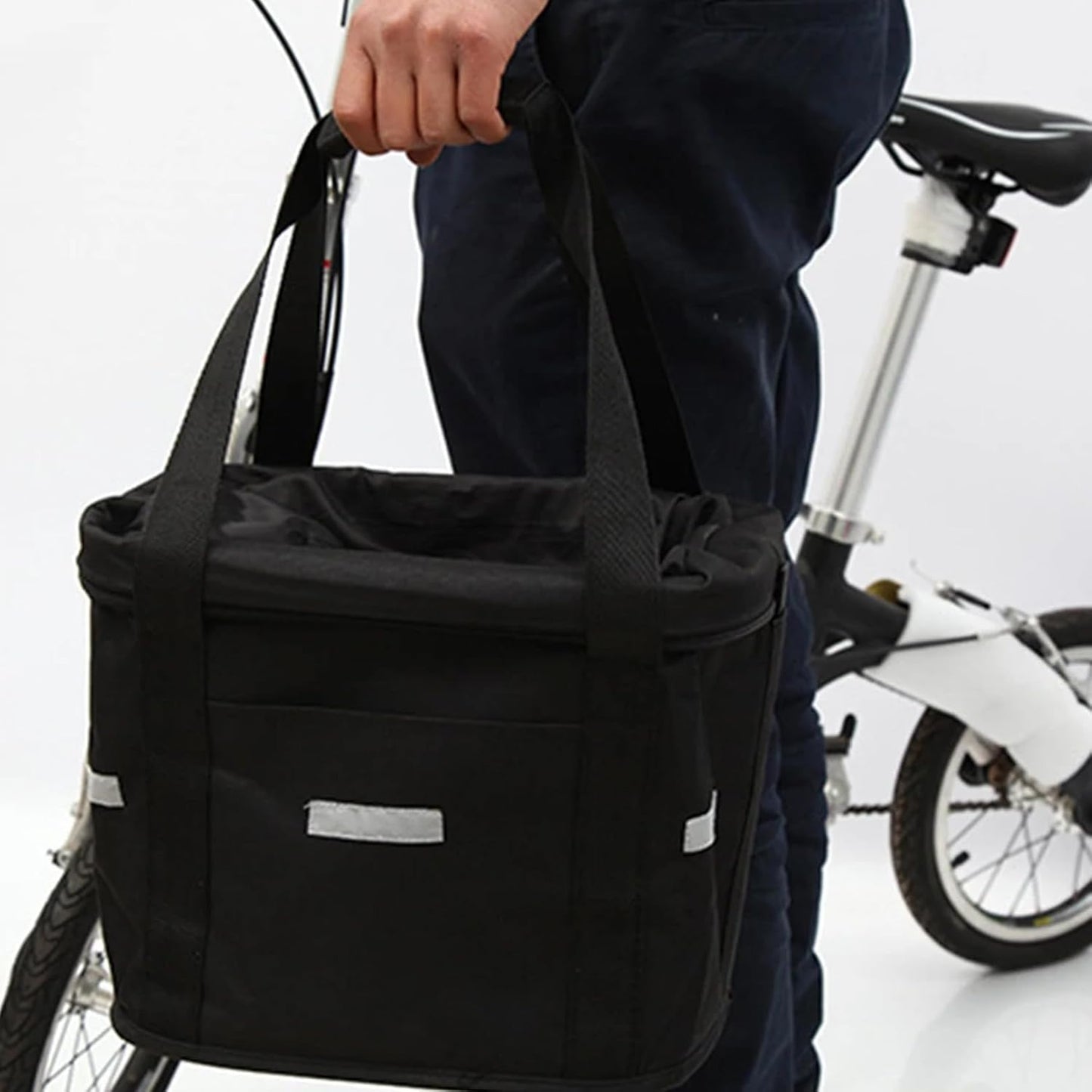 Bike Basket, 10kg Storng Bearing Foldable Bike Front Basket, Removable Dog Carrier for Handlebar, Machine Washable - Pawvie