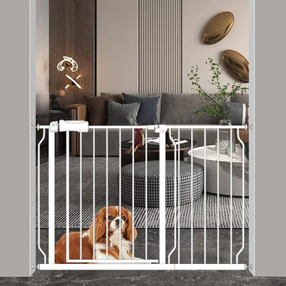 Safety Baby Gates for Doorway Stairs 43.5-48 Inch Extra Wide Child Gate for Kid Pet Dog Gate Indoor Pressure Mounted No Drill Baby Gate White