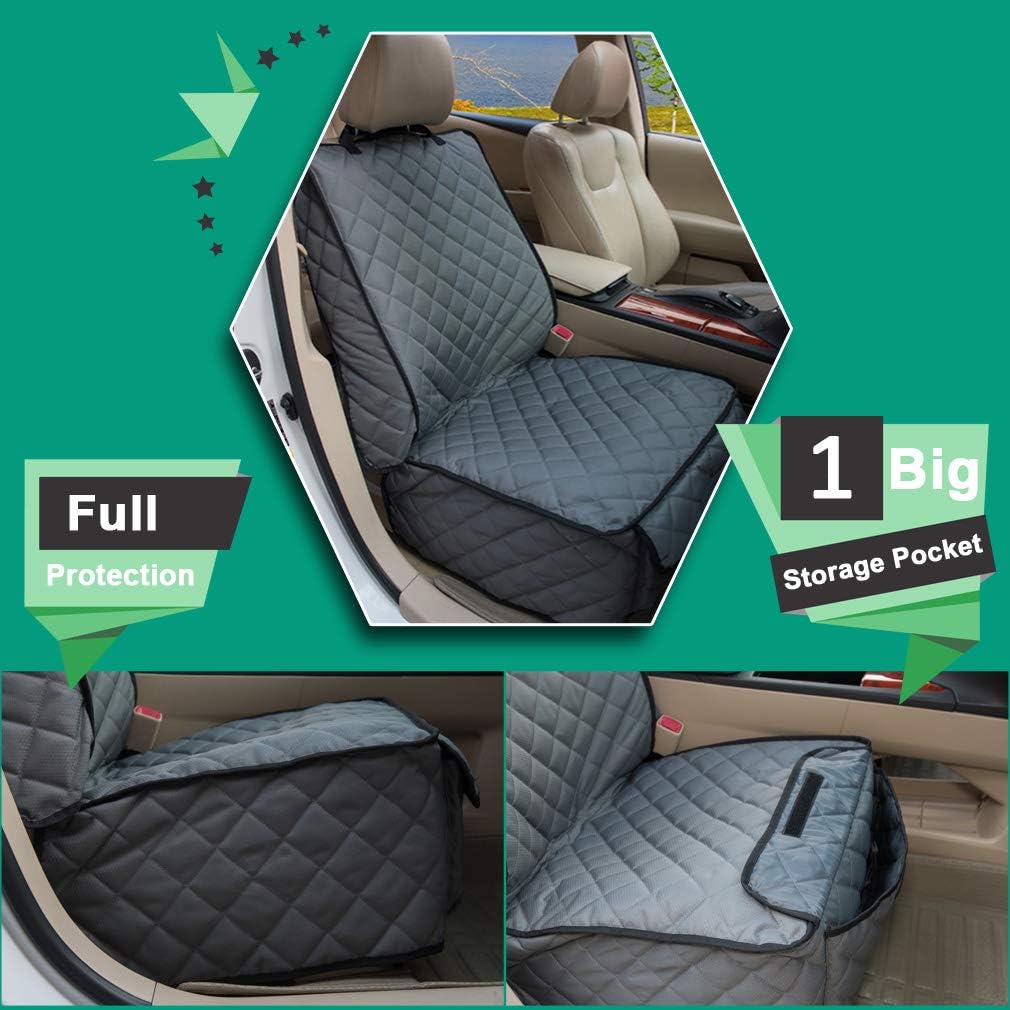 Waterproof Front Seat Cover Dog Car Seat Covers Nonslip and Full Protection with Side Flaps Fits Most Cars, Trucks, SUVs(Grey, 1Pack) - Pawvie