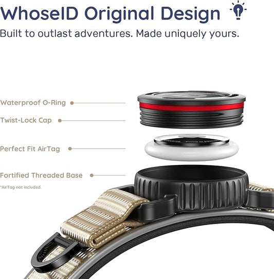 WhoseID Premium AirTag Dog Collar - Waterproof Medium Air Tag Dogs Collar | Magnetic Buckle Heavy Duty Collar | Reflective Dog Collar with AirTag Holder