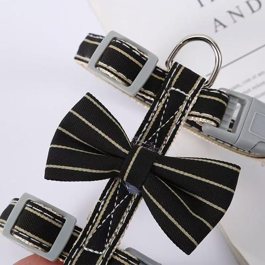 Butterfly Bow Tie Cat Harness and Leash Set - Adjustable, Escape-Proof, Breathable Kitten Vest with Cute Design for Small Cats & Indoor/Outdoor Safety Blue S