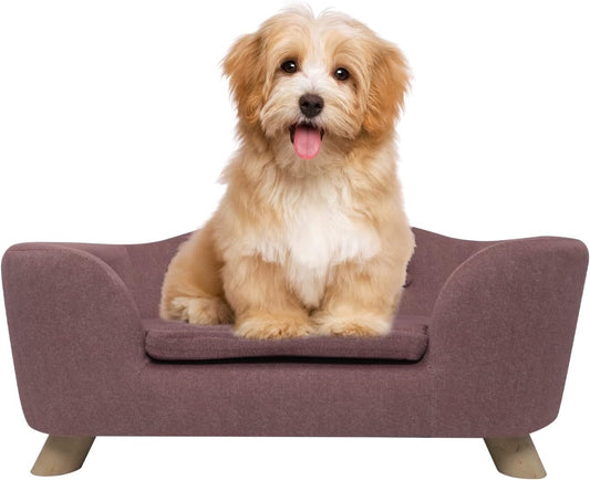 SHAVI Pet Sofa Dog Couch for Small Pet Dog and Cats, Low Back Lounging Bed with Velvet Modern Cat Couch Easy-to-Clean(Pink)