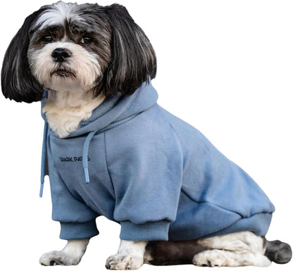 Spark Paws Dog Hoodie – Premium Dog Sweater for Small, Medium, and Large Dogs | Warm Outfits for French Bulldogs, Pitbull, Puppy, Winter Jacket Alternative - Slate Blue - S
