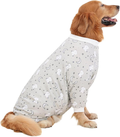 HDE Dog Pajamas One Piece Jammies Jumpsuit Pet Clothes Outfit Stretchy Lightweight Comfy Shirt Pjs for M-3XL Dogs Goodnight Polar Bears - 2XL