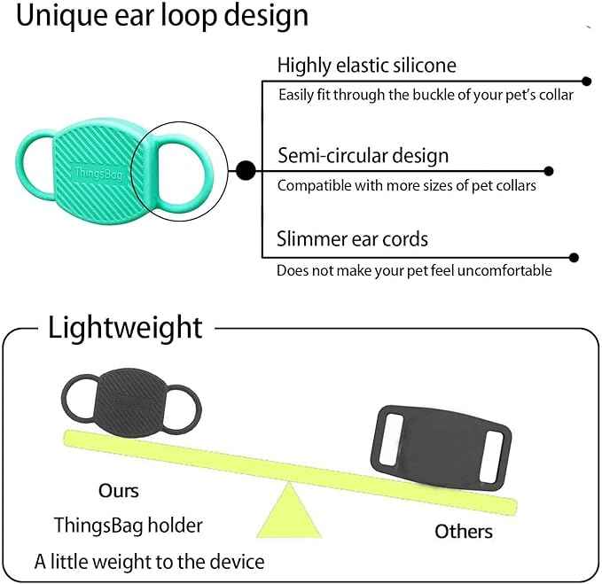 Dog Collar Airtag Holder 2 Pack, Waterproof Companion of Air Tag Trackers Locator Case, Protective itag Apple GPS Holder Compatible with Cat Collars, Silicone Dog airtag Holder(Black Green)