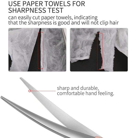 Fenice Peak Professional Curved Dog Grooming Scissors 8'' Rose Gold 440C Stainless Steel Pet Cutting Shears Safety Trimming Shearing for Dogs Cats