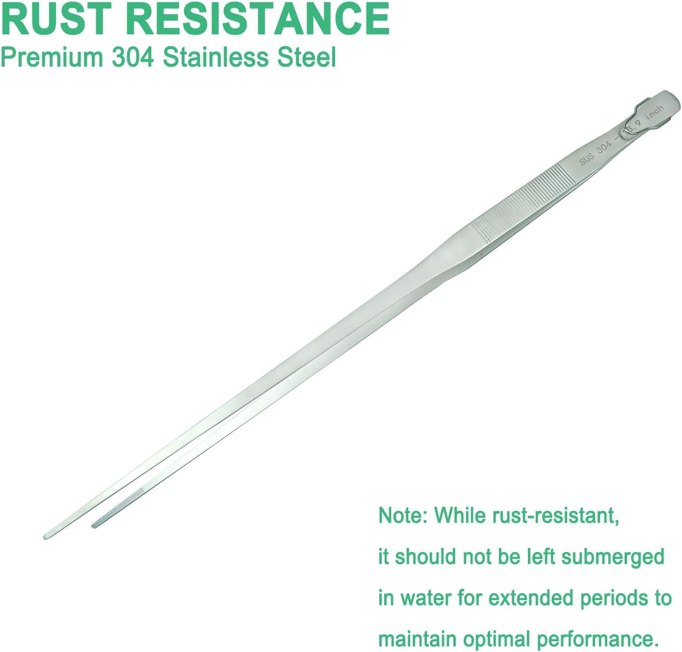 18.9 inch Aquarium Tweezers with Hanger, 2025 New Extra Long Feeding Tongs, Stainless Steel Large Aquascape Tools for Fish Tank, Terrarium，Aquascaping, Reptile Snake (Straight)