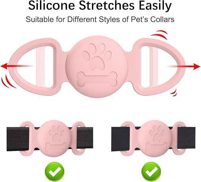 2 Pack Case for Airtag Dog Cat Collar Holder, Soft Silicone Anti-Lost Waterproof Protective Case Compatible with Apple Airtag, for Pet Dog Cat Collars Holder