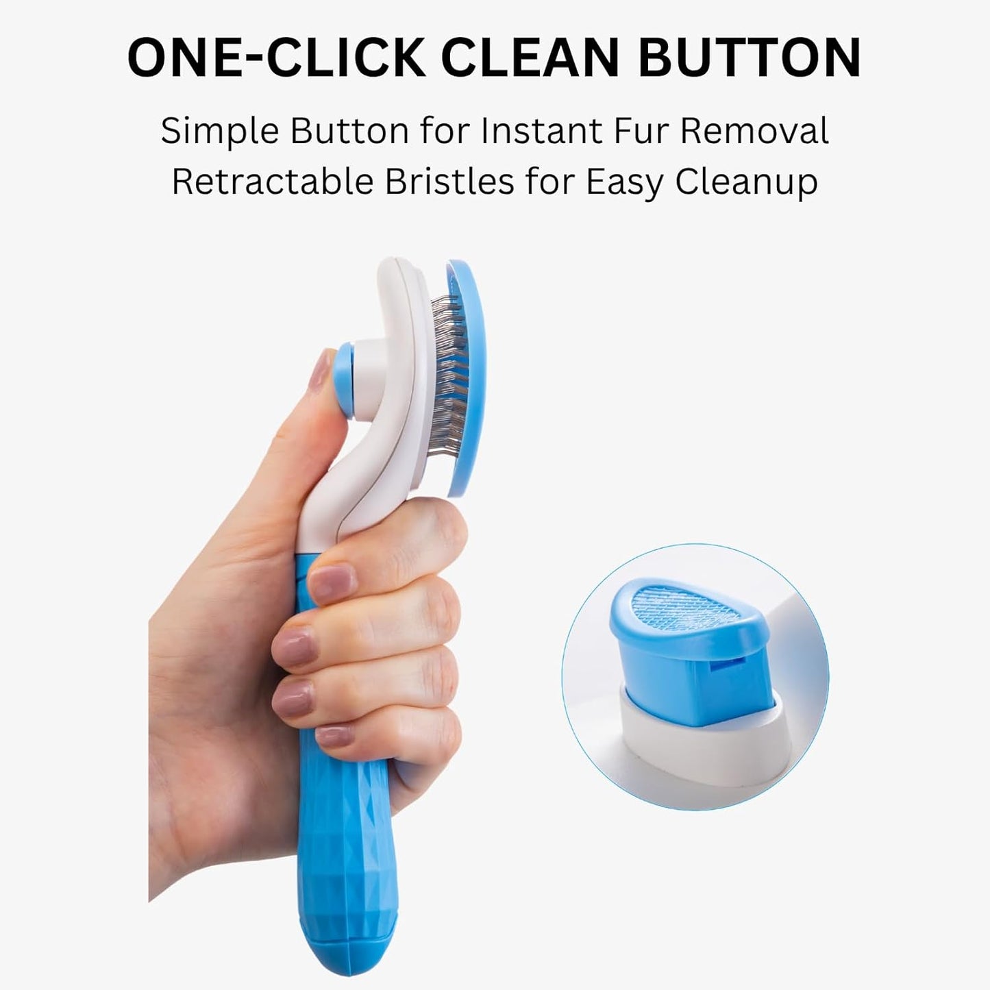 AIXINPET Cat & Dog Self Cleaning Slicker Brush - Easy to Remove Loose Fur, Harmless Deshedding Grooming Tool, Massaging Function - Suitable for Shedding & Furry Pets, like Rabbits and Ferrets