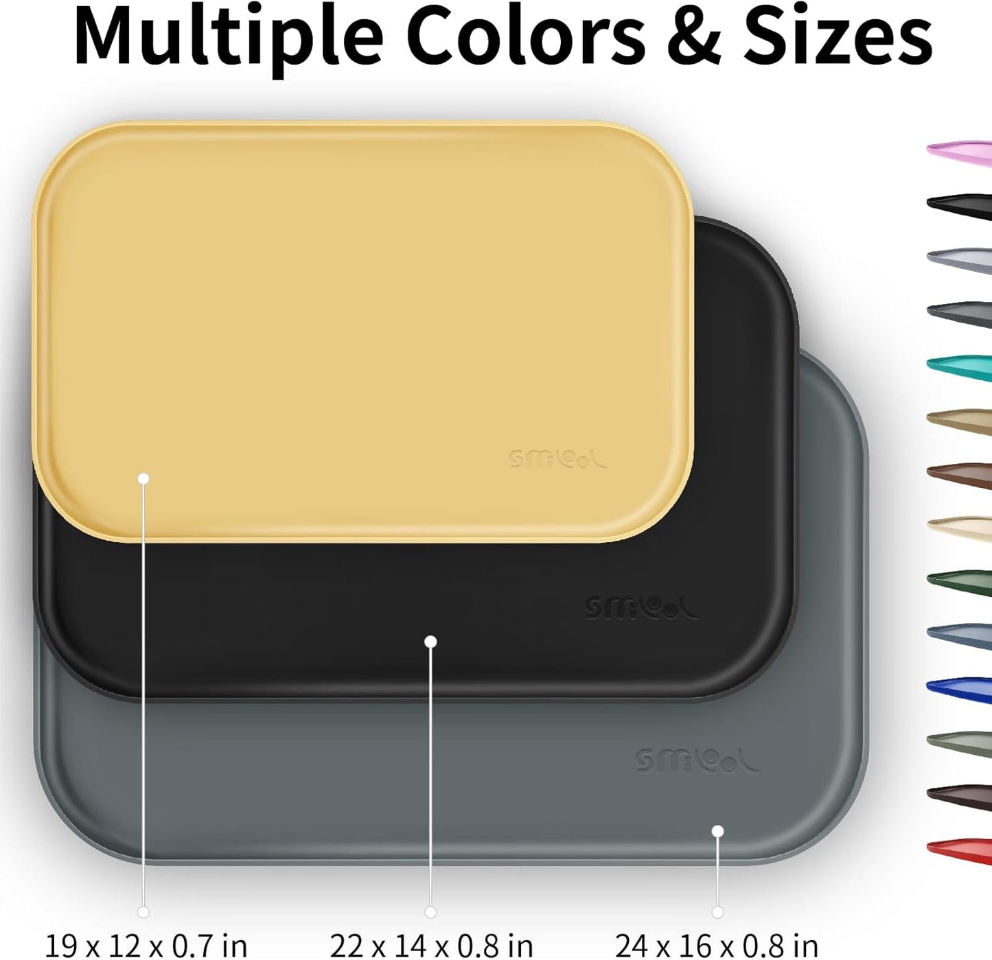 Silicone Pet Feeding Mat with Raised Edge for Food and Water, Dog Bowl Mats, Cat Bowls Placemat with High Lip for Floor Waterproof, Rubber Tray for Cats and Dogs 24 x 16 x0.8 Dark Brown