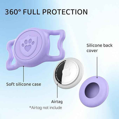 for Airtag Dog Collar Holder – IP68 Waterproof Dog Air Tag Holder for Dog Collar, Anti-Lost & Durable Silicone Case, Compatible with Apple AirTags (Purple)
