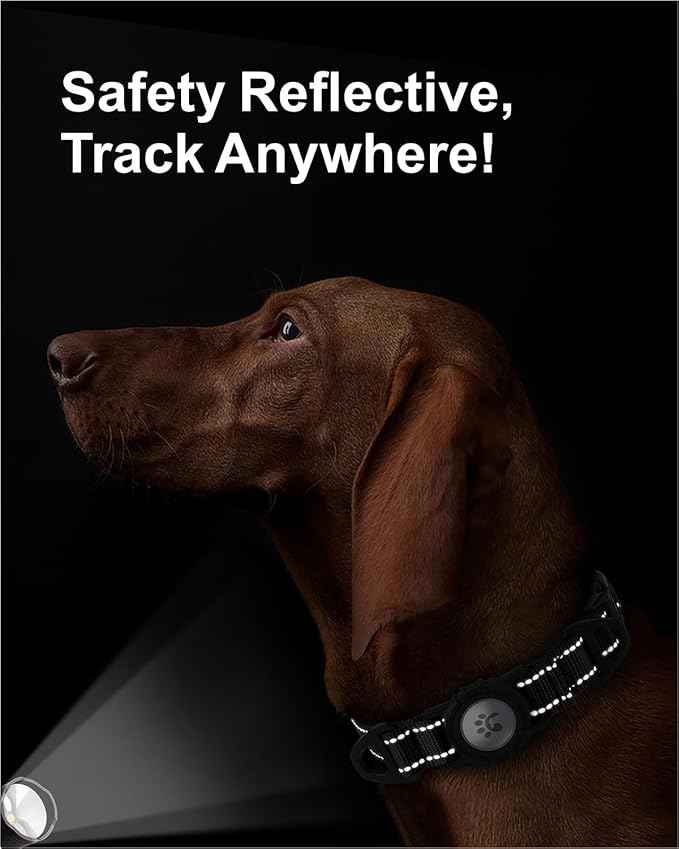 TagME Airtag Dog Collar,Waterproof Reflective Pet Collar with Airtag Holder,Soft Padded and Double D-Rings for Extra Large Dogs,Black