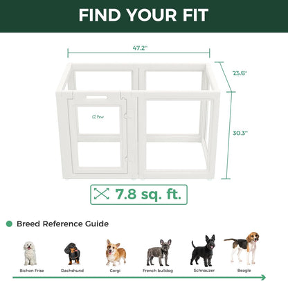 FXW AuraSpace Acrylic Indoor Unleashed Dog Playpen for Small and Medium Dogs, 30 Inch, 6 Panels, White