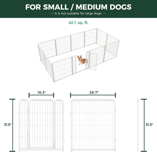 FXW Homeplus Unleashed Indoor Dog Playpen - Stress-Free and Safe Play, Heavy Duty 32 Inch 12 Wire Panels Dog Pen for Small and Medium Dogs, White│Patented