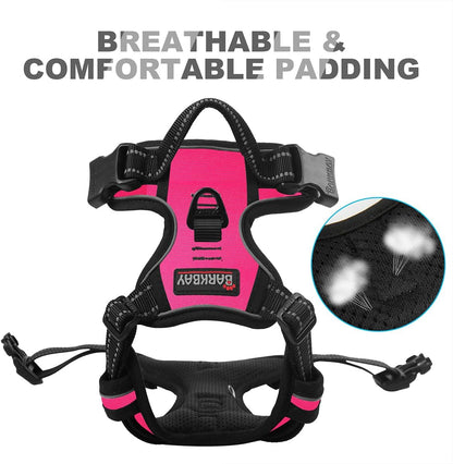 BARKBAY No Pull Dog Harness Front Clip Heavy Duty Reflective Easy Control Handle for Large Dog Walking(Pink,XL)