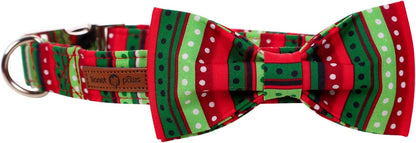 Lionet Paws Christmas Dog Collar with Bowtie, Dog Bowtie Collar with Metal Buckle for Dogs and Cats, Adjustable Comfortable Dog Collar Girl Boy Gift, XS, Neck 8-12 in