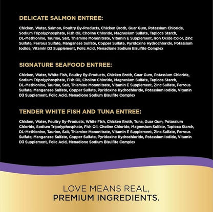 Sheba Perfect Portions Wet Cat Food Pate with Sustainable Salmon, Signature Seafood Entree, and Tender White Fish and Tuna Entree Variety Pack, 2.6 oz. Twin Pack Trays (24 Count, 48 Servings)