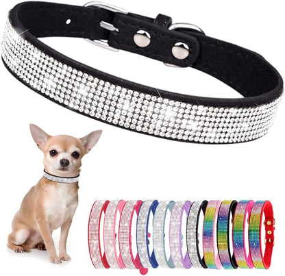Rhinestone Dog Collar for Small Dogs, Bling Diamond Fancy Crystal Glitter Pretty Jewel Pet Puppy Collars for XXS XS Small Medium Large Breed Girl Dogs Female Cats Kitten, Black XXSmall