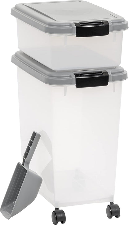 Amazon Basics 3-Piece Airtight Dog Food Storage Container Combo with Scoop, 33 QT + 12 QT