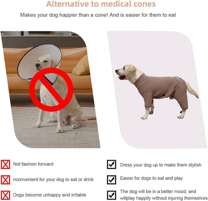 Dog Pyjamas PJS Sweater Clothing and Home Clothing Suitable for Medium to Large Breeds of Dogs, Dog Neutering Suits, Extra-Large Stretch Fabric, Four-Legged Clothe (Thickened Coffee, 4XL)