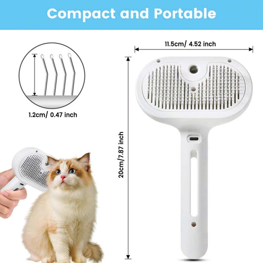 Pet Steam Brush for Dog & Cat – 3-in-1 Spray Hair Removal Comb – Steam Brush for Shedding & Grooming – Water for Long & Short Haired Pets – Spritz Defur Comb (Green)