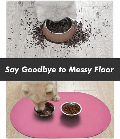 Absorbent Dog Food and Water Bowl Mat - Quick Dry, No Stains Feeding Mat for Messy Drinkers - Pet Supplies Accessories