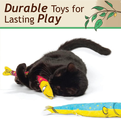 Silvervine Sardine 2-Pack Organic Catnip Substitute Toys for Cats & Kittens | 100% All-Natural Wild Harvested | 2 Refillable Sardine Kicker Cat Toys