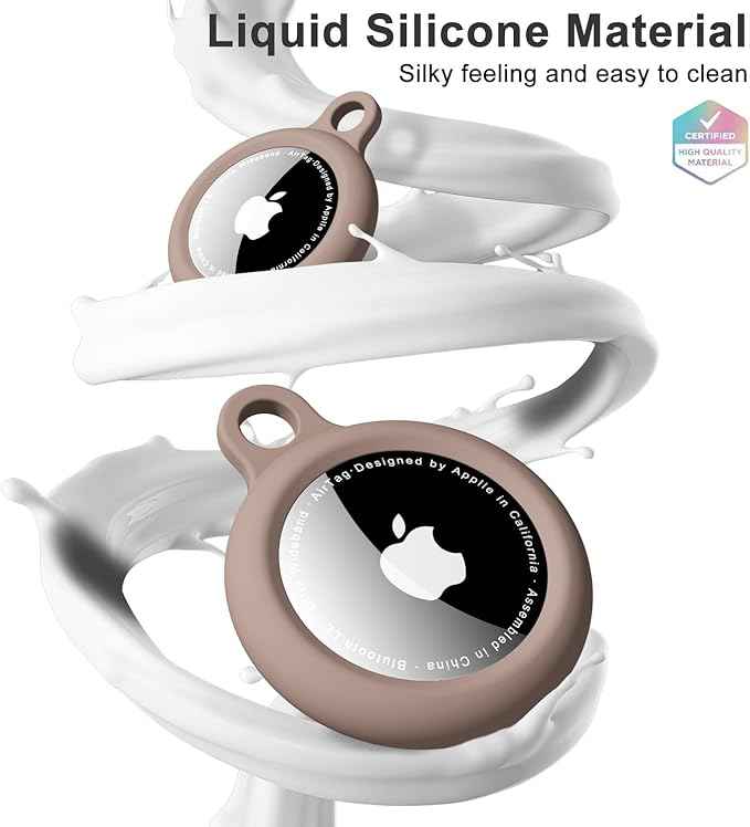 oakxco Brown Airtag Keychain Silicone, Airtag Holder with Key Ring, Air Tag Cover Cute Accessories for Kids, Luggage, Car Dog Collar, Car, Compatible with Apple Airtag Case Fall Color
