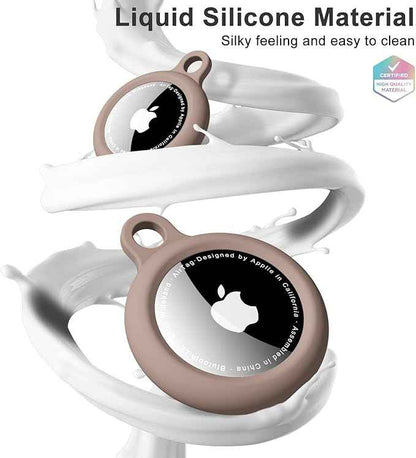 oakxco Brown Airtag Keychain Silicone, Airtag Holder with Key Ring, Air Tag Cover Cute Accessories for Kids, Luggage, Car Dog Collar, Car, Compatible with Apple Airtag Case Fall Color