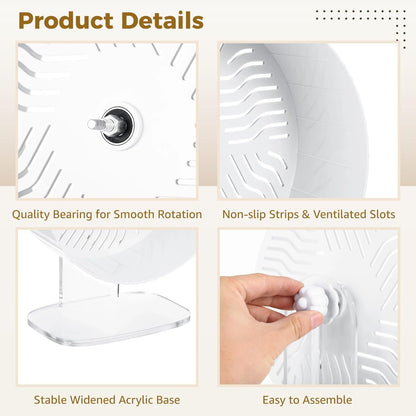 Silent Hamster Wheel, Hamster Exercise Wheel with Adjustable Acrylic Stand, Hamster Exercise Wheel for Gerbil, Syrian & Dwarf, Chinchilla and More Small Animal Hamster Running Wheels (9.5 in)