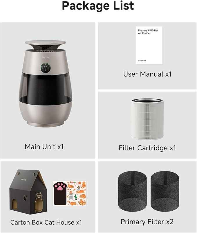 ‌Dreame Pet Air Purifier, 1346 ft² for Home Large Room, NeverChange 5.4-Year Filters for Odor Purification, 360° Visual Collection of Hair, ‌Pet-Friendly Design, APP & Voice Control, AP10-Gold