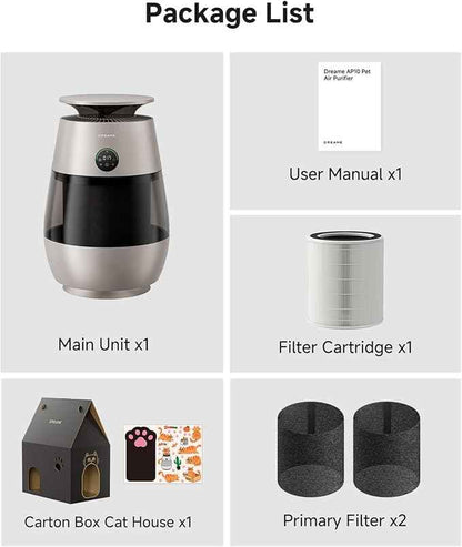 ‌Dreame Pet Air Purifier, 1346 ft² for Home Large Room, NeverChange 5.4-Year Filters for Odor Purification, 360° Visual Collection of Hair, ‌Pet-Friendly Design, APP & Voice Control, AP10-Gold