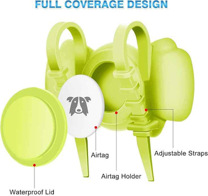 Airtag Dog Collar Holder - Silicone IPX8 Waterproof Airtag Cat Collar - Secure and Stylish, Adjustable Strap Fits All Widths