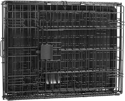 Amazon Basics Durable,Foldable Metal Wire Dog Crate with Tray, Double Door, Divider, 24 x 18 x 20 in, Black