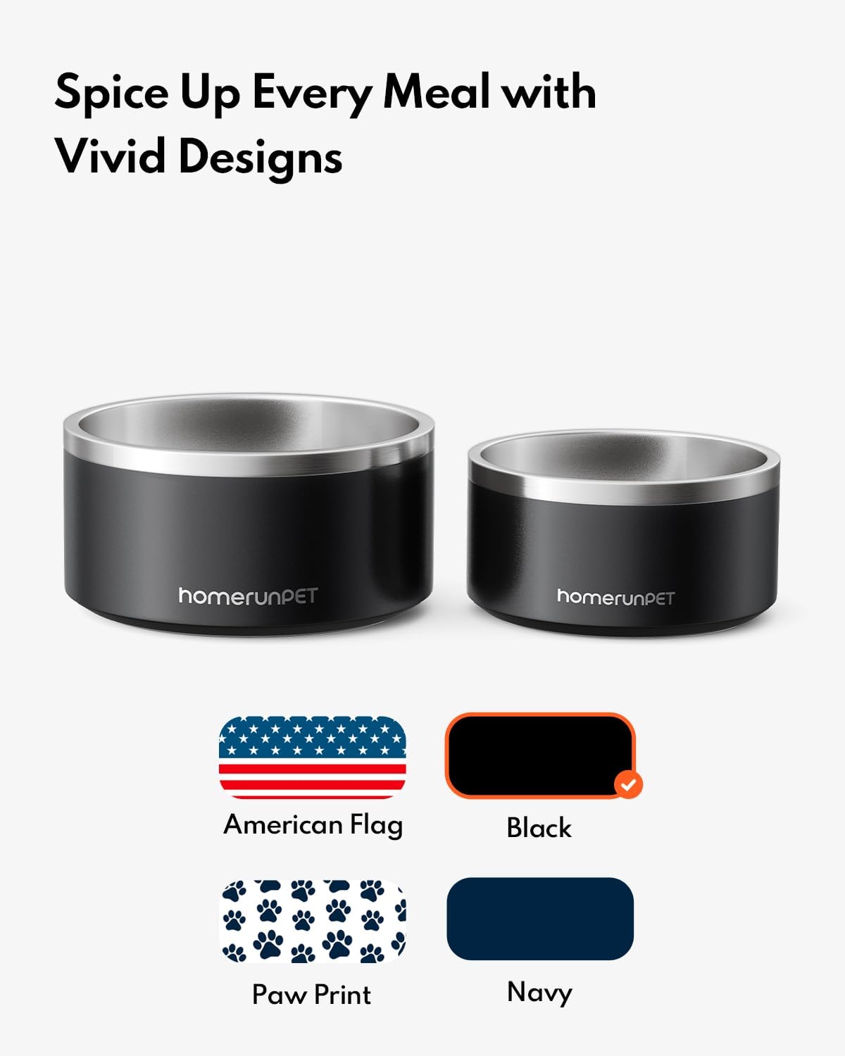 Homerunpet Double Wall Stainless Steel Dog Bowls, Non-Slip Base, Dishwasher Safe, Durable Pet Food & Water Bowl for Dogs & Cats(32oz, Black)