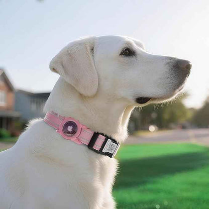 Airtag Dog Collar with QR Code, Reflective Dog Collar with Airtag Holder, Soft Padded & Safety Locking Buckle Adjustable Dog Collar for Large Dogs