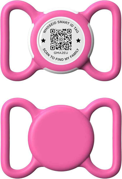 QR Code Airtag Holder, Scan QR Code Send Location Alert Email, Waterproof Full Body Protection Anti-Lost Air Tag Case, Airtag Accessories for Dog, Cats, Collar, Backpack (Rose, Large)