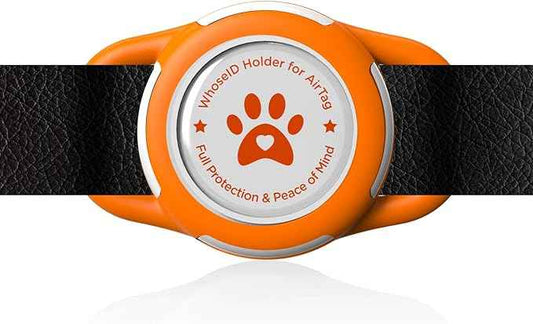 Airtag Dog Collar Holder, Durable & Lightweight Airtag Case, Slide-on Waterproof Protective Air Tag Holder for Dog Collar - for Dogs and Cats (Orange, Small)
