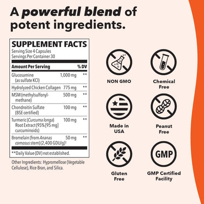 LifeSeasons Mobili-T - Joint Support Supplement - Reduces Aches & Discomforts - Increase Range of Motion - Rebuild Tissue & Cartilage - MSM Chondroitin Collagen Glucosamine & Turmeric - 120 Capsules