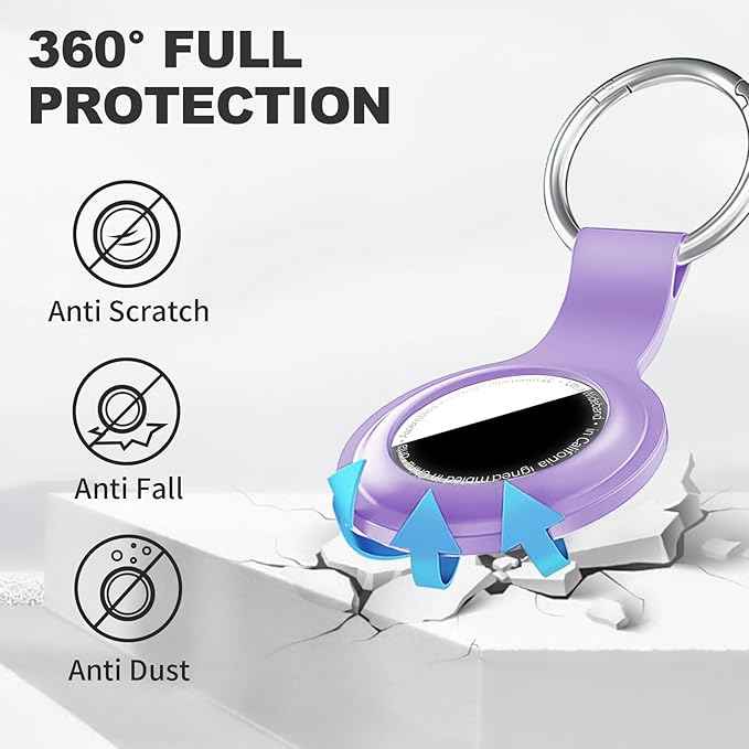 Case for AirTag 2nd Gen (2026) & 1st Gen, Silicone Holder Keychain Key Ring, Protective Cover for Apple for Air Tags, GPS Finder Accessories for Bags, Pets, Kids, Luggage, Lilac