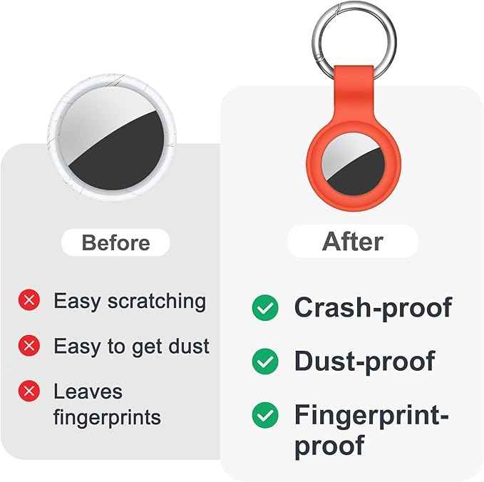 Case for AirTag 2nd Gen (2026) & 1st Gen, Silicone Holder Keychain Key Ring, Protective Cover for Apple for Air Tags, GPS Finder Accessories for Bags, Pets, Kids, Luggage, Orange