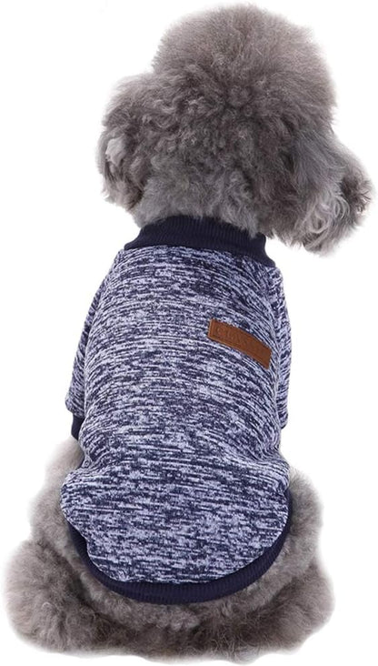 Jecikelon Dog Clothes Dogs Sweater Soft Puppies Clothing Winter Puppy Sweaters Warm Outfit for Dogs Small XXS XS Cat Apparel (Navy Blue, M)