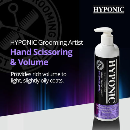 HYPONIC Grooming Artist Shampoo - Hypoallergenic Pet Shampoo for Groomers (Hand Scissoring & Volume (17.9 oz))
