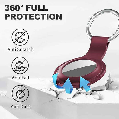 Case for AirTag 2nd Gen (2026) & 1st Gen, Silicone Holder Keychain Key Ring, Protective Cover for Apple for Air Tags, GPS Finder Accessories for Bags, Pets, Kids, Luggage, Wine Red