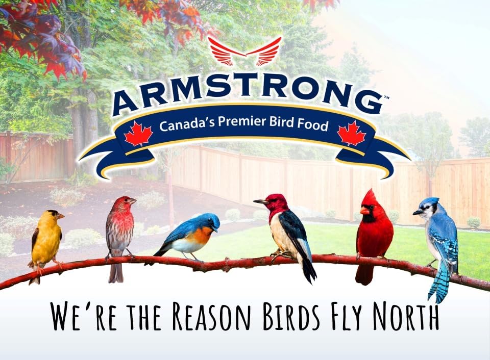 Armstrong Wild Bird Food Premium Blend, 14.3 Pounds - with White Millet, Black Oil Sunflower, Wheat, Peanuts, Striped Sunflower and Safflower for Northern Cardinals and Black-Capped Chickadees