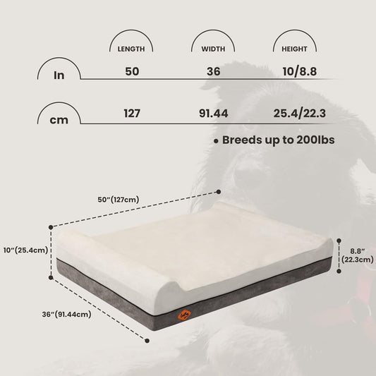 Laifug Orthopedic Memory Foam Dog Bed Extra Large Dog Bed with Pillow and Durable Water Proof Liner & Removable Washable Cover & Smart Design(Dark Grey)