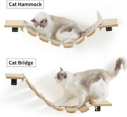FUKUMARU Cat Bridge Wall Mounted, 12.8-Inch Expanded Feline Perch & Climbing Steps for Custom Kitten Highway Systems, Multi-Level Wall Shelves Furniture